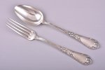 set of spoon and fork, Art-Nouveau, silver, 950 standart, 1876-1899, 153.70 g, Adolphe Boulenger, Pa...