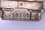 знак, Метро имени Кагановича, I очередь, № 13165, серебро, эмаль, СССР, 1935 г., 36.6 x 33.4 мм, 15....