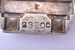 знак, Метро имени Кагановича, III очередь, № 23806, серебро, эмаль, СССР, 1944 г., 37 x 33.3 мм, 15...