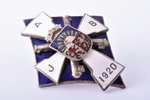 badge, Artillery Instructor Battery, silver, enamel, Latvia, 20-30ies of 20th cent., 58.1 x 46 mm, 3...