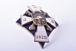 badge, Artillery Instructor Battery, silver, enamel, Latvia, 20-30ies of 20th cent., 58.1 x 46 mm, 3...