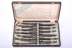 knife set, silver, 12 pcs., 84 standard, weight of one silver handle 43.7 g, weight of 12 silver han...
