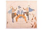 Сута Роман (1896-1944), эскиз росписи тарелке (двусторонний), 20-30е годы 20го века, бумага, акварел...