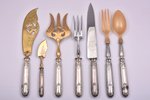 flatware set of 7 items, metal / silver, 950 standart,   total weight of items 636.30g, France, 31.1...