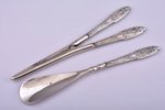 manicure set of 12 items, silver, 800 standart, metal, glass, total weight of items 317.85g, France...