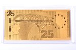 золотой слиток в форме банкноты, "Bundeshauptstadt Berlin", 2015 г., золото, Германия, 0.5 г, Ø 90 x...