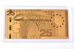 gold ingot in the shape of a banknote, "Neues Reisegesetz", 2015, gold, Germany, 0.5 g, Ø 90 x 43 mm...