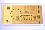 золотой слиток в форме банкноты, "Brandenburger Tor - Symbol der Einheit", 2015 г., золото, Германия...