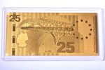 золотой слиток в форме банкноты, "Fall der Mauer", 2015 г., золото, Германия, 0.5 г, Ø 90 x 43 мм, с...