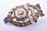 badge, LUS For diligence (Latvian Firefighter Union), 1st class, silver, gold, enamel, Latvia, 20-30...