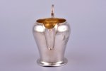 cream jug, silver, 84 standard, 157.50 g, engraving, gilding, h 10.5 cm, Second Moscow Artel, 1908-1...