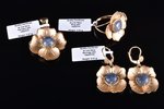 a set of ring, earrings and pendant, "Flowers", gold, 585, 14 К standart, the size of the ring 17.75...