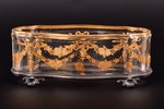candy-bowl, silver, 84 standard, glass, gold painting, 6.7 x 18.5 x 9.1 cm, 1896-1907, St. Petersbur...
