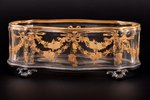 candy-bowl, silver, 84 standard, glass, gold painting, 6.7 x 18.5 x 9.1 cm, 1896-1907, St. Petersbur...