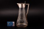 jug, silver, 84 standard, engraving, gilding, glass, h 29.8 cm, "Grachev Brothers", 1896-1907, St. P...