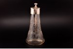 jug, silver, 84 standard, engraving, gilding, glass, h 29.8 cm, "Grachev Brothers", 1896-1907, St. P...