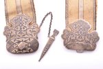 a belt, silver, "Caucasus", 84 standard, engraving, niello enamel, total length cm, buckle size 5.1...