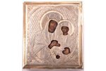 икона Божией Матери "Споручница грешных", в киоте (миниатюрный размер), доска, серебро, живопиcь, 84...
