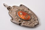 badge, 25 year anniversary of Riga Latvian Society (1868-1893), silver, enamel, 84 standard, Latvia,...