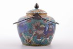 teapot, metal, enamel cluazone, China, the 19th cent., weight 556.25 g, height (without handles) 14...