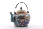 чайник, металл, эмаль клуазоне, Китай, 19-й век, вес 556.25 г, высота (без ручек) 14 см...