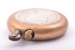 šķiltava, ar divām 5 latu monētām, metāls, sudrabs, Latvija, 20. gs. 1. puse, 6.9 x 5.2 x 1.2 cm, sv...