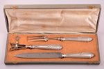 meat carving set of 3 items, metal / silver, 950 standart, total weight of items 369.15g, France, 21...