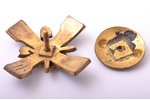 знак, Инженерно-Саперная рота, бронза, позолота, Латвия, 20е-30е годы 20го века, 43.3 x 43.5 мм...