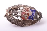 badge, the State Technical college Latvia, silver, Latvia, 20-30ies of 20th cent., 42 x 27.5 mm, 9.6...