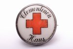 badge, The Red Cross, Clementinen Haus, silver, porcelain, Germany, Ø 34.7 mm...