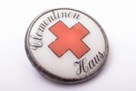 badge, The Red Cross, Clementinen Haus, silver, porcelain, Germany, Ø 34.7 mm...