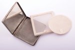 powder-box, silver, 830 standard, total weight of item 73.05, with mirror, 6.8 x 6.6 x 0.9 cm, Germa...