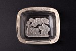 saltcellar, crystal, Oriental motif, 1.4 x 4.4 x 3.9 cm...