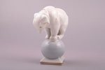 figurine, Bear on ball, porcelain, Riga (Latvia), Riga porcelain factory, the 60ies of 20th cent., 1...