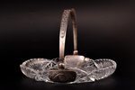 candy-bowl, silver, 875 standard, crystal, Ø 20.7 cm, h (with handle) 14.5 cm, the 20-30ties of 20th...