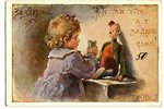 открытка, художница Елизавета Бём, Российская империя, начало 20-го века, 13,8x9,2 см...