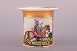 small cup, "Horseman on Horseback", porcelain, Gardner porcelain factory, hand-painted, Russia, the...