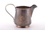 cream jug, silver, 84 standard, 137 g, engraving, h (with handle) 9.5 cm, by I.Prokofyev, 1896-1907,...