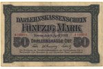 50 markas, banknote, zīmogs N.F.D. 00,191, 1918 g., Lietuva, Vācija, VF...