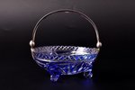 candy-bowl, silver, 875 standard, two-coloured crystal, Ø 11.5 cm, the 20-30ties of 20th cent., Latv...