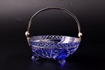 candy-bowl, silver, 875 standard, two-coloured crystal, Ø 11.5 cm, the 20-30ties of 20th cent., Latv...