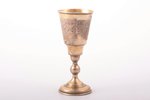 little glass, silver, 84 standard, 53.45 g, engraving, gilding, h 10.9 cm, 1872, Moscow, Russia...
