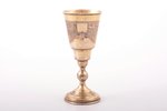 little glass, silver, 84 standard, 53.45 g, engraving, gilding, h 10.9 cm, 1872, Moscow, Russia...