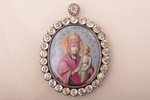 icon, Mother of God, enamel, Russia, 9.2 x 6.8 cm...