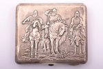 cigarette case, silver, "Three heroes", 875 standard, 157.90 g, silver stamping, 9.1 x 10.4 x 1.9 cm...