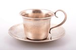 чайная пара, серебро, 875 проба, 96.45 г, h (чашка) 5.9 см, Ø (блюдце) 11.3 см, 20-30е годы 20го век...