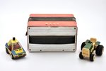 set of 3 toys: accordion "Malysh", tractor "Petrushka", traffic police (ГАИ) car, USSR...