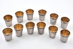 set of 12 beakers, silver, 950 standard, 102.05 g, h 4 cm, France...
