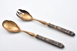salad serving set of 2 items, silver, 950 standard, total weight of items 204.70, gilding, metal, 26...