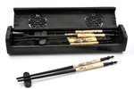 chopsticks set, 10 pairs, in a box, wood, bone, China, the 1st half of the 20th cent....